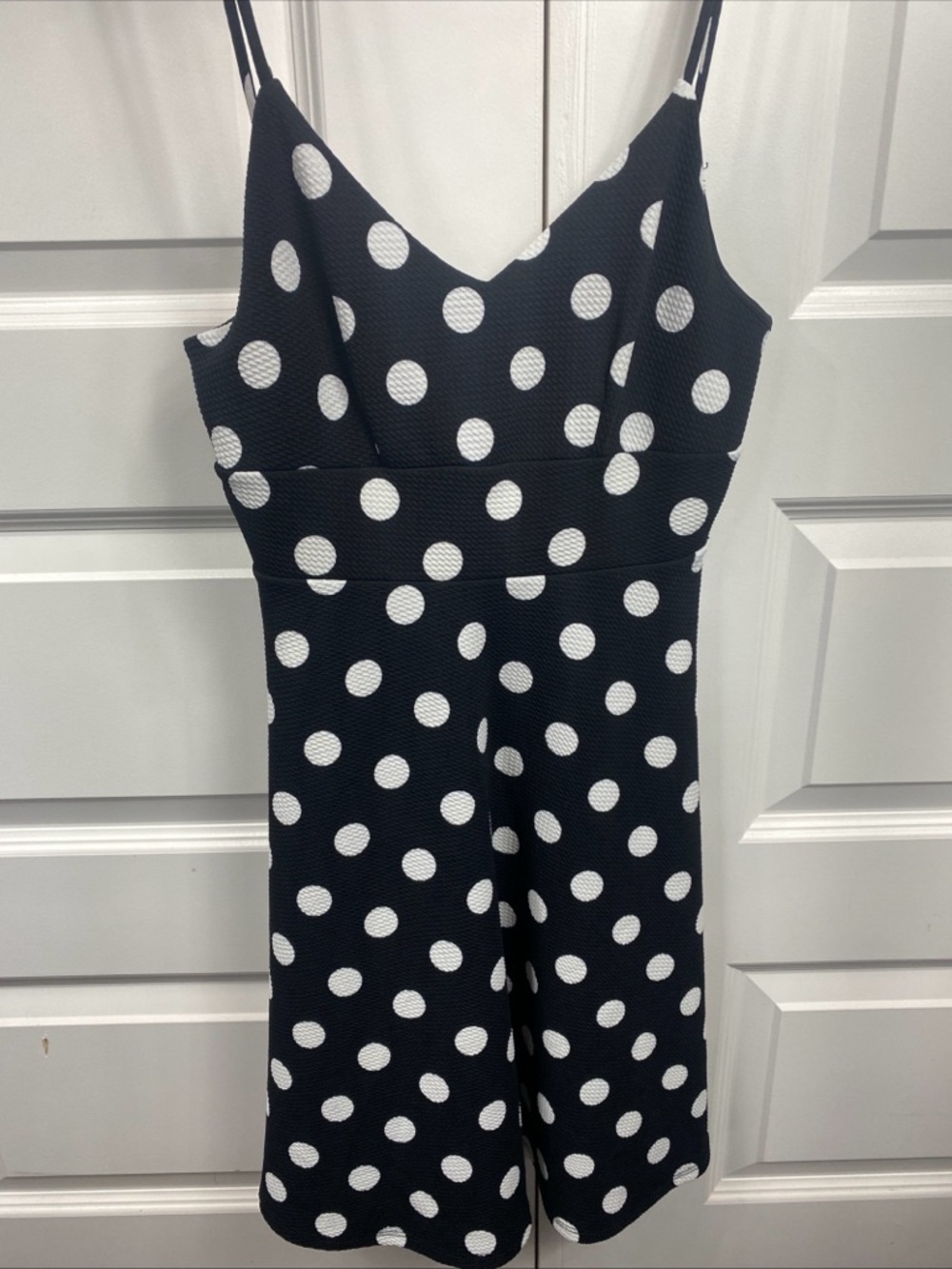 Polka Dot Dress Spaghetti Strap Fit Flare La Vie 89 Black White Y2K Babydoll